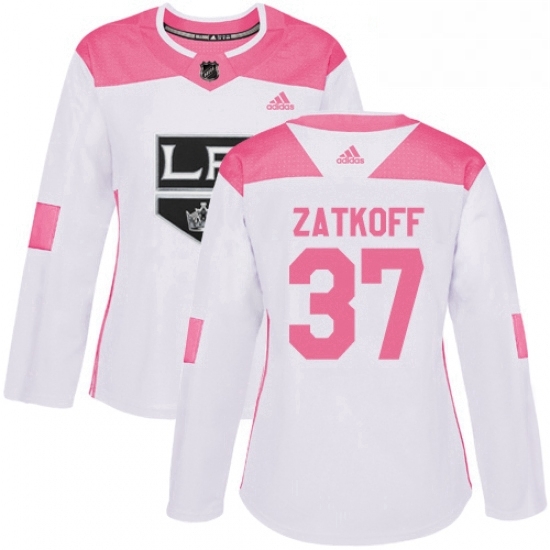 Womens Adidas Los Angeles Kings 37 Jeff Zatkoff Authentic WhitePink Fashion NHL Jersey Womens Adidas Los Angeles Kings 37 Jeff Zatkoff Authentic WhitePink Fashion NHL Jersey