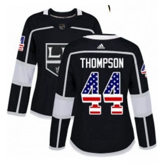 Womens Adidas Los Angeles Kings 44 Nate Thompson Authentic Black USA Flag Fashion NHL Jersey Womens Adidas Los Angeles Kings 44 Nate Thompson Authentic Black USA Flag Fashion NHL Jersey