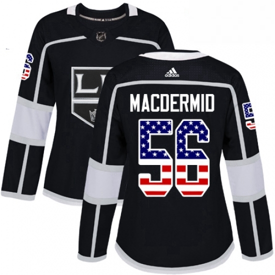 Womens Adidas Los Angeles Kings 56 Kurtis MacDermid Authentic Black USA Flag Fashion NHL Jersey Womens Adidas Los Angeles Kings 56 Kurtis MacDermid Authentic Black USA Flag Fashion NHL Jersey