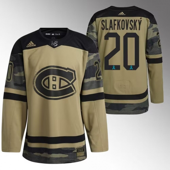 Men Montreal Canadiens 20 Juraj Slafkovsky Olive Salute To Service Stitched Jersey Men Montreal Canadiens 20 Juraj Slafkovsky Olive Salute To Service Stitched Jersey