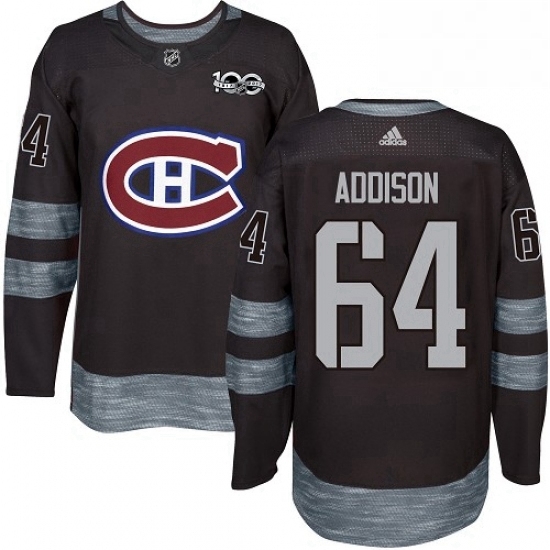 Mens Adidas Montreal Canadiens 64 Jeremiah Addison Authentic Black 1917 2017 100th Anniversary NHL Jersey Mens Adidas Montreal Canadiens 64 Jeremiah Addison Authentic Black 1917 2017 100th Anniversary NHL Jersey