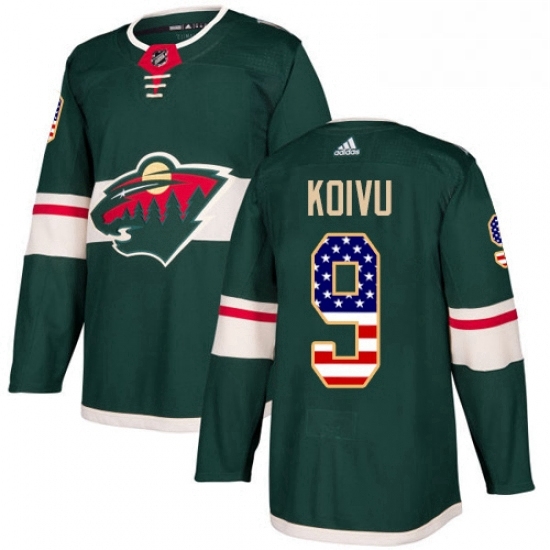Mens Adidas Minnesota Wild 9 Mikko Koivu Authentic Green USA Flag Fashion NHL Jersey Mens Adidas Minnesota Wild 9 Mikko Koivu Authentic Green USA Flag Fashion NHL Jersey