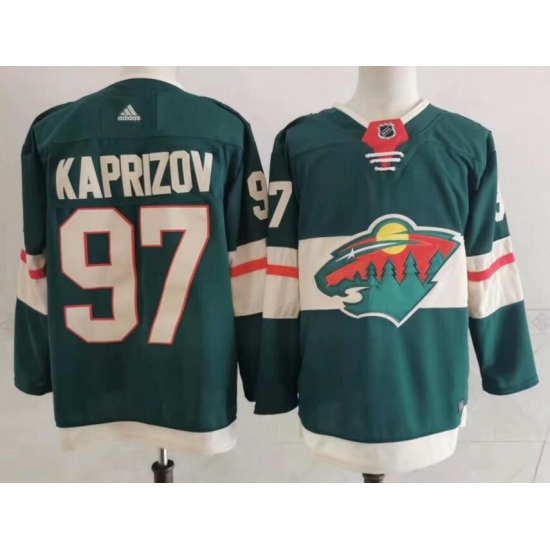 Men's Minnesota Wild #97 Kirill Kaprizov Green Stitched Jersey Men's Minnesota Wild #97 Kirill Kaprizov Green Stitched Jersey