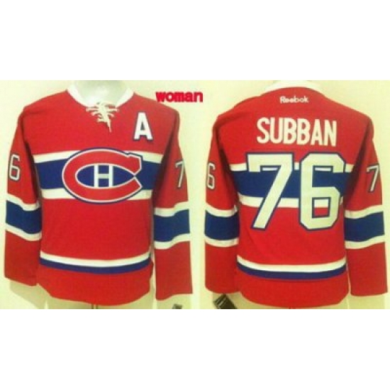 Women Montreal Canadiens #76 P K Subban Red Home Stitched NHL Jersey1 Women Montreal Canadiens #76 P K Subban Red Home Stitched NHL Jersey1