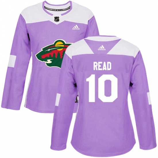 Womens Adidas Minnesota Wild 10 Matt Read Authentic Purple Fights Cancer Practice NHL Jersey Womens Adidas Minnesota Wild 10 Matt Read Authentic Purple Fights Cancer Practice NHL Jersey