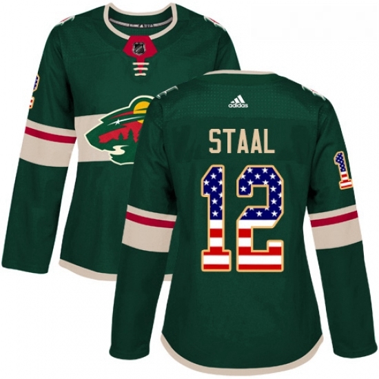 Womens Adidas Minnesota Wild 12 Eric Staal Authentic Green USA Flag Fashion NHL Jersey Womens Adidas Minnesota Wild 12 Eric Staal Authentic Green USA Flag Fashion NHL Jersey