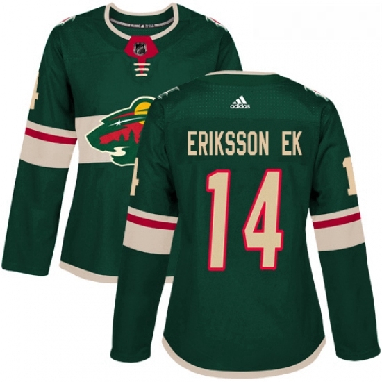 Womens Adidas Minnesota Wild 14 Joel Eriksson Ek Authentic Green Home NHL Jersey Womens Adidas Minnesota Wild 14 Joel Eriksson Ek Authentic Green Home NHL Jersey