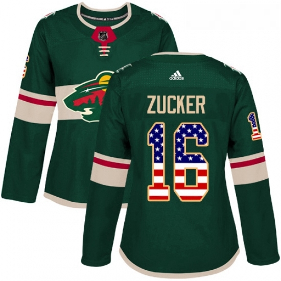 Womens Adidas Minnesota Wild 16 Jason Zucker Authentic Green USA Flag Fashion NHL Jersey Womens Adidas Minnesota Wild 16 Jason Zucker Authentic Green USA Flag Fashion NHL Jersey