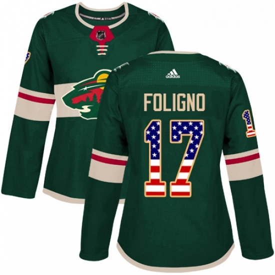 Womens Adidas Minnesota Wild 17 Marcus Foligno Authentic Green USA Flag Fashion NHL Jersey Womens Adidas Minnesota Wild 17 Marcus Foligno Authentic Green USA Flag Fashion NHL Jersey