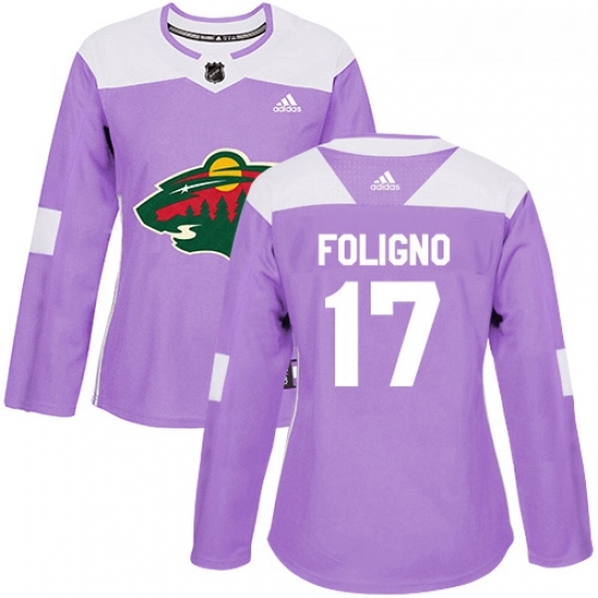Womens Adidas Minnesota Wild 17 Marcus Foligno Authentic Purple Fights Cancer Practice NHL Jersey Womens Adidas Minnesota Wild 17 Marcus Foligno Authentic Purple Fights Cancer Practice NHL Jersey