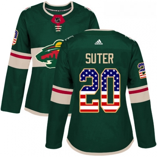 Womens Adidas Minnesota Wild 20 Ryan Suter Authentic Green USA Flag Fashion NHL Jersey Womens Adidas Minnesota Wild 20 Ryan Suter Authentic Green USA Flag Fashion NHL Jersey