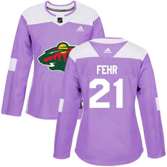 Womens Adidas Minnesota Wild 21 Eric Fehr Authentic Purple Fights Cancer Practice NHL Jersey Womens Adidas Minnesota Wild 21 Eric Fehr Authentic Purple Fights Cancer Practice NHL Jersey