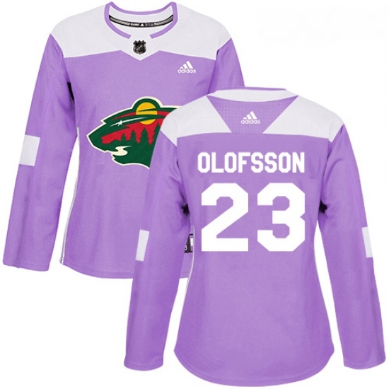 Womens Adidas Minnesota Wild 23 Gustav Olofsson Authentic Purple Fights Cancer Practice NHL Jersey Womens Adidas Minnesota Wild 23 Gustav Olofsson Authentic Purple Fights Cancer Practice NHL Jersey