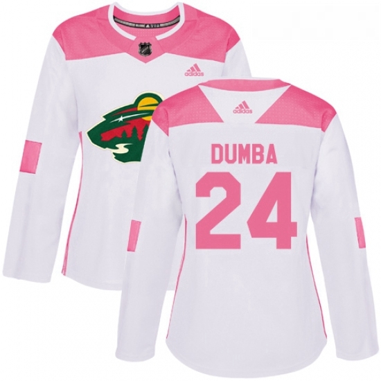 Womens Adidas Minnesota Wild 24 Matt Dumba Authentic WhitePink Fashion NHL Jersey Womens Adidas Minnesota Wild 24 Matt Dumba Authentic WhitePink Fashion NHL Jersey