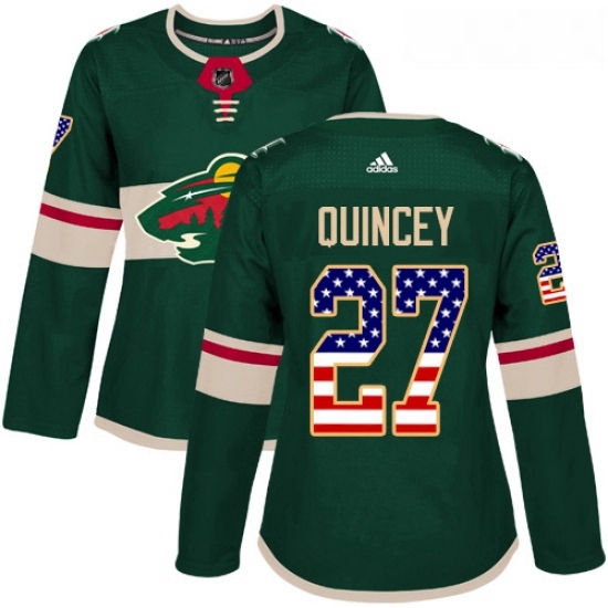 Womens Adidas Minnesota Wild 27 Kyle Quincey Authentic Green USA Flag Fashion NHL Jersey Womens Adidas Minnesota Wild 27 Kyle Quincey Authentic Green USA Flag Fashion NHL Jersey