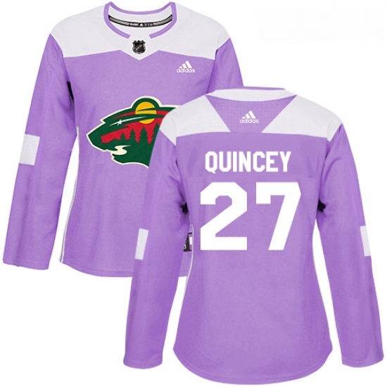 Womens Adidas Minnesota Wild 27 Kyle Quincey Authentic Purple Fights Cancer Practice NHL Jersey Womens Adidas Minnesota Wild 27 Kyle Quincey Authentic Purple Fights Cancer Practice NHL Jersey