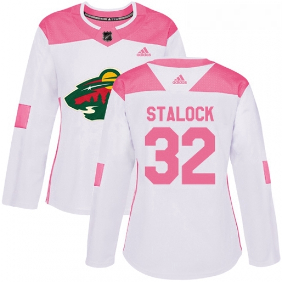 Womens Adidas Minnesota Wild 32 Alex Stalock Authentic WhitePink Fashion NHL Jersey Womens Adidas Minnesota Wild 32 Alex Stalock Authentic WhitePink Fashion NHL Jersey