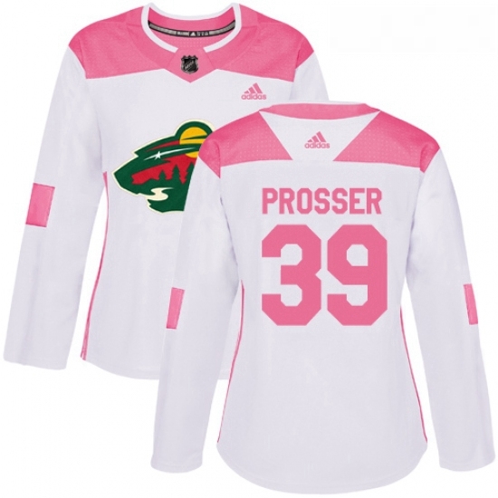 Womens Adidas Minnesota Wild 39 Nate Prosser Authentic White Pink Fashion NHL Jersey Womens Adidas Minnesota Wild 39 Nate Prosser Authentic White Pink Fashion NHL Jersey
