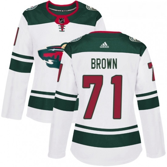 Womens Adidas Minnesota Wild 71 J T Brown Authentic White Away NHL Jerse Womens Adidas Minnesota Wild 71 J T Brown Authentic White Away NHL Jerse