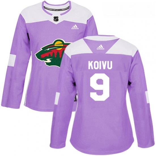 Womens Adidas Minnesota Wild 9 Mikko Koivu Authentic Purple Fights Cancer Practice NHL Jersey Womens Adidas Minnesota Wild 9 Mikko Koivu Authentic Purple Fights Cancer Practice NHL Jersey