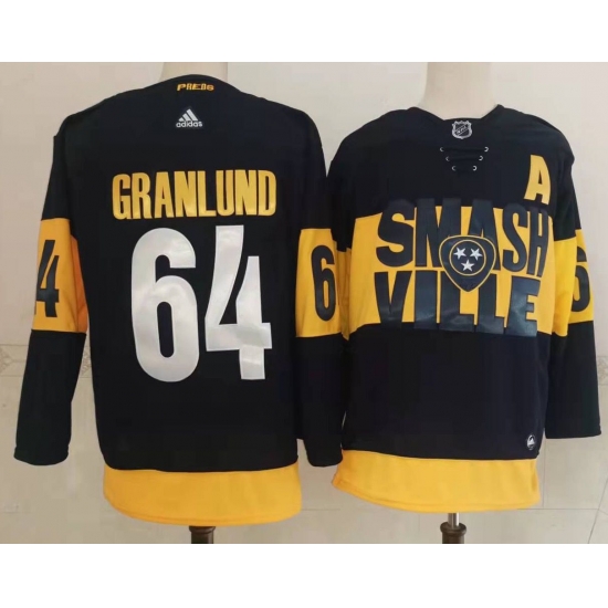 Men Nashville Predators 64 Mikael Granlund Black 2022 Stadium Series adidas Stitched NHL Jersey Men Nashville Predators 64 Mikael Granlund Black 2022 Stadium Series adidas Stitched NHL Jersey