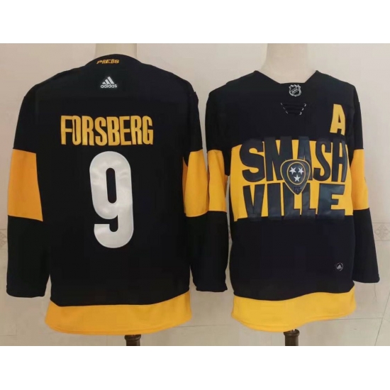 Men Nashville Predators 9 Filip Forsberg Black 2022 Stadium Series adidas Stitched NHL Jersey Men Nashville Predators 9 Filip Forsberg Black 2022 Stadium Series adidas Stitched NHL Jersey