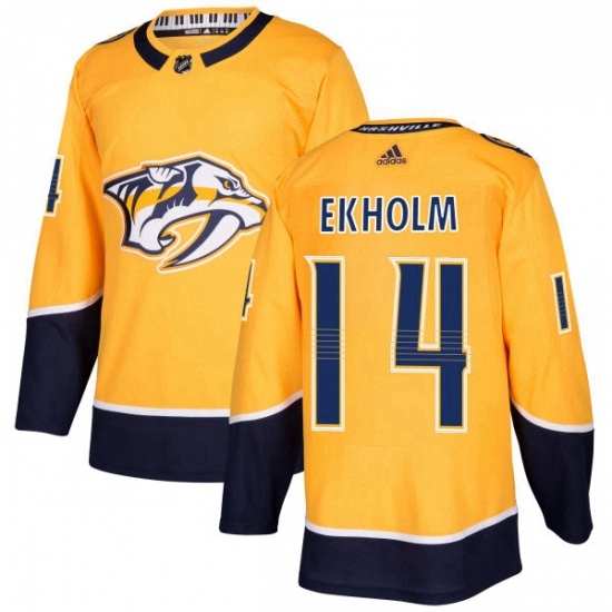 Mens Adidas Nashville Predators 14 Mattias Ekholm Authentic Gold Home NHL Jersey Mens Adidas Nashville Predators 14 Mattias Ekholm Authentic Gold Home NHL Jersey