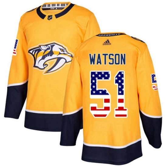 Mens Adidas Nashville Predators 51 Austin Watson Authentic Gold USA Flag Fashion NHL Jersey Mens Adidas Nashville Predators 51 Austin Watson Authentic Gold USA Flag Fashion NHL Jersey