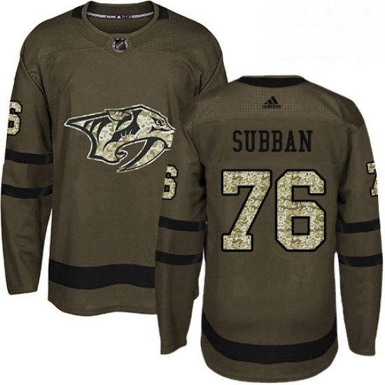 Mens Adidas Nashville Predators 76 PK Subban Authentic Green Salute to Service NHL Jersey Mens Adidas Nashville Predators 76 PK Subban Authentic Green Salute to Service NHL Jersey