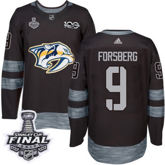Predators #9 Filip Forsberg Black 1917 2017 100th Anniversary Stanley Cup Final Patch Stitched NHL Jersey Predators #9 Filip Forsberg Black 1917 2017 100th Anniversary Stanley Cup Final Patch Stitched NHL Jersey