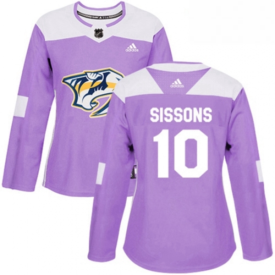 Womens Adidas Nashville Predators 10 Colton Sissons Authentic Purple Fights Cancer Practice NHL Jersey Womens Adidas Nashville Predators 10 Colton Sissons Authentic Purple Fights Cancer Practice NHL Jersey