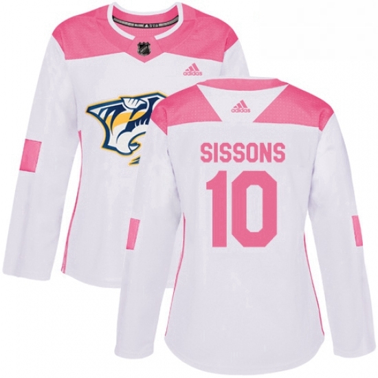 Womens Adidas Nashville Predators 10 Colton Sissons Authentic WhitePink Fashion NHL Jersey Womens Adidas Nashville Predators 10 Colton Sissons Authentic WhitePink Fashion NHL Jersey