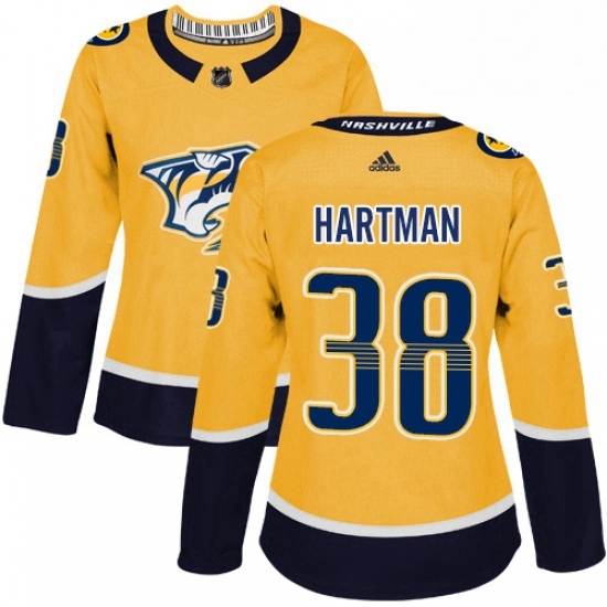 Womens Adidas Nashville Predators 38 Ryan Hartman Authentic Gold Home NHL Jersey Womens Adidas Nashville Predators 38 Ryan Hartman Authentic Gold Home NHL Jersey