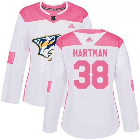 Womens Adidas Nashville Predators 38 Ryan Hartman Authentic White Pink Fashion NHL Jersey Womens Adidas Nashville Predators 38 Ryan Hartman Authentic White Pink Fashion NHL Jersey