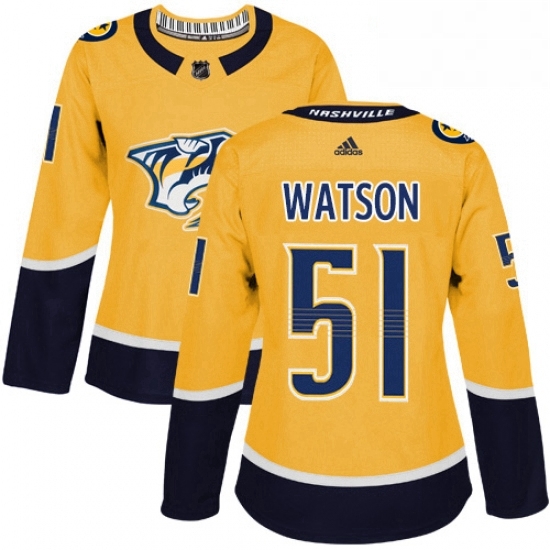 Womens Adidas Nashville Predators 51 Austin Watson Authentic Gold Home NHL Jersey Womens Adidas Nashville Predators 51 Austin Watson Authentic Gold Home NHL Jersey