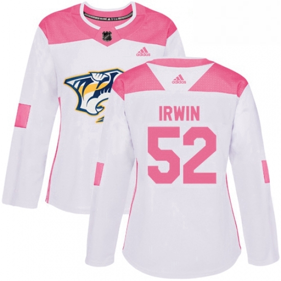 Womens Adidas Nashville Predators 52 Matt Irwin Authentic WhitePink Fashion NHL Jersey Womens Adidas Nashville Predators 52 Matt Irwin Authentic WhitePink Fashion NHL Jersey