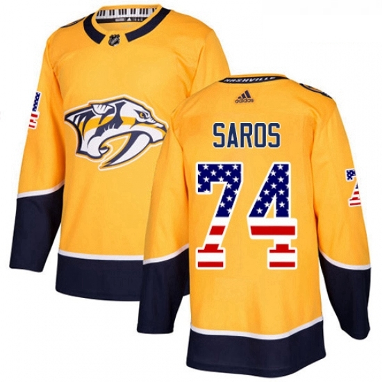 Youth Adidas Nashville Predators 74 Juuse Saros Authentic Gold USA Flag Fashion NHL Jersey Youth Adidas Nashville Predators 74 Juuse Saros Authentic Gold USA Flag Fashion NHL Jersey