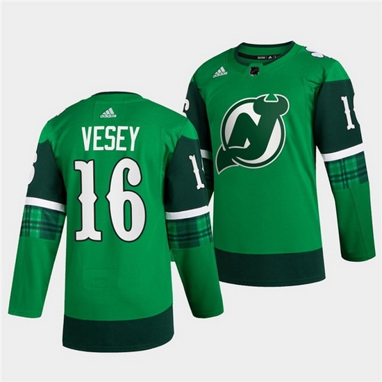 Men New jerseyy Devils 16 Jimmy Vesey Green Warm Up St Patricks Day Stitched jersey Men New jerseyy Devils 16 Jimmy Vesey Green Warm Up St Patricks Day Stitched jersey