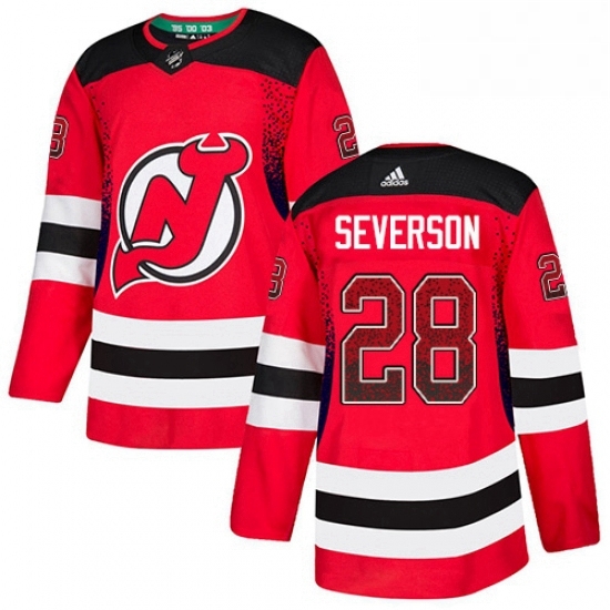 Mens Adidas New Jersey Devils 28 Damon Severson Authentic Red Drift Fashion NHL Jersey Mens Adidas New Jersey Devils 28 Damon Severson Authentic Red Drift Fashion NHL Jersey