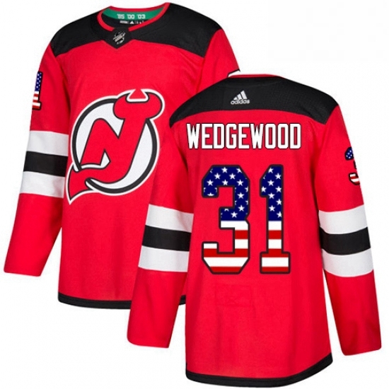 Mens Adidas New Jersey Devils 31 Scott Wedgewood Authentic Red USA Flag Fashion NHL Jersey Mens Adidas New Jersey Devils 31 Scott Wedgewood Authentic Red USA Flag Fashion NHL Jersey