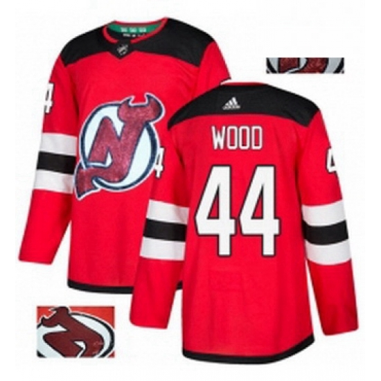 Mens Adidas New Jersey Devils 44 Miles Wood Authentic Red Fashion Gold NHL Jersey Mens Adidas New Jersey Devils 44 Miles Wood Authentic Red Fashion Gold NHL Jersey