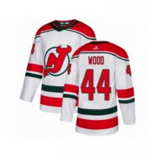 Mens Adidas New Jersey Devils 44 Miles Wood Authentic White Alternate NHL Jersey Mens Adidas New Jersey Devils 44 Miles Wood Authentic White Alternate NHL Jersey