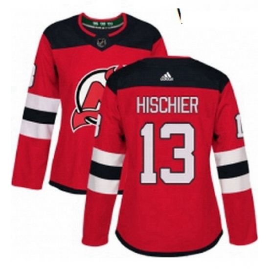 Womens Adidas New Jersey Devils 13 Nico Hischier Authentic Red Home NHL Jersey Womens Adidas New Jersey Devils 13 Nico Hischier Authentic Red Home NHL Jersey