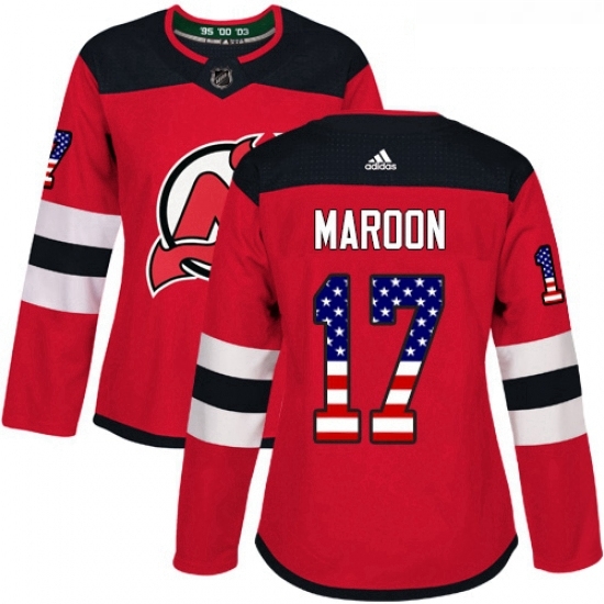 Womens Adidas New Jersey Devils 17 Patrick Maroon Authentic Red USA Flag Fashion NHL Jersey Womens Adidas New Jersey Devils 17 Patrick Maroon Authentic Red USA Flag Fashion NHL Jersey