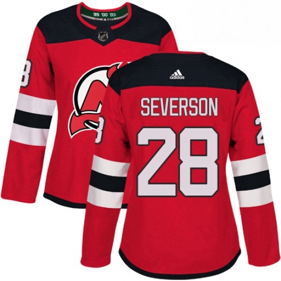 Womens Adidas New Jersey Devils 28 Damon Severson Authentic Red Home NHL Jersey Womens Adidas New Jersey Devils 28 Damon Severson Authentic Red Home NHL Jersey