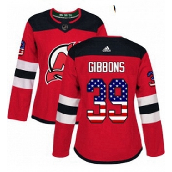 Womens Adidas New Jersey Devils 39 Brian Gibbons Authentic Red USA Flag Fashion NHL Jersey Womens Adidas New Jersey Devils 39 Brian Gibbons Authentic Red USA Flag Fashion NHL Jersey