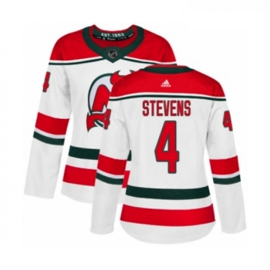 Womens Adidas New Jersey Devils 4 Scott Stevens Authentic White Alternate NHL Jersey Womens Adidas New Jersey Devils 4 Scott Stevens Authentic White Alternate NHL Jersey