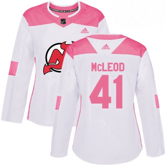 Womens Adidas New Jersey Devils 41 Michael McLeod Authentic WhitePink Fashion NHL Jersey Womens Adidas New Jersey Devils 41 Michael McLeod Authentic WhitePink Fashion NHL Jersey