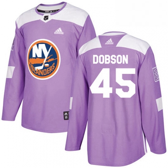 Mens Adidas New York Islanders 45 Noah Dobson Authentic Purple Fights Cancer Practice NHL Jersey Mens Adidas New York Islanders 45 Noah Dobson Authentic Purple Fights Cancer Practice NHL Jersey