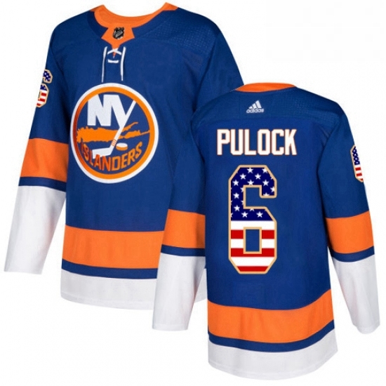 Mens Adidas New York Islanders 6 Ryan Pulock Authentic Royal Blue USA Flag Fashion NHL Jersey Mens Adidas New York Islanders 6 Ryan Pulock Authentic Royal Blue USA Flag Fashion NHL Jersey